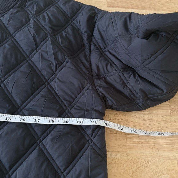 Calia Long Quilted Bomber Jacket Black Zip Front Women’s Small - Picture 8 of 10